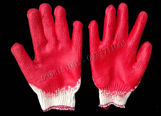 Găng tay len phủ cao su đỏ